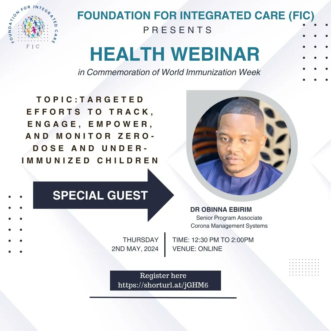 Super excited to unveil our Royal guest, HRM. Oba Dr. David oladele Oyerinola, The Elerin of Adanla-Irese, Ifelodun, Kwara State and Special Guest of honor @obinnnaebirim. Join us tomorrow for insightful conversation on immunization.
📅: Thursday, May 2, 2024
⏰: 12:30pm