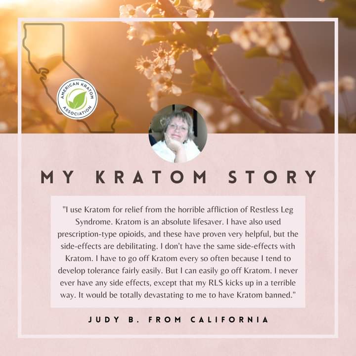 You go Judy! Keep up the good living. No one should be demonizing a leaf! #KeepKratomLegal