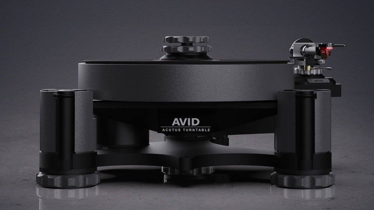 With new darker iron finish along with mat and clamp upgrades, AVID was able to lower the price of its Acutus turntable to $17,000. ecoustics.com/products/avid-…