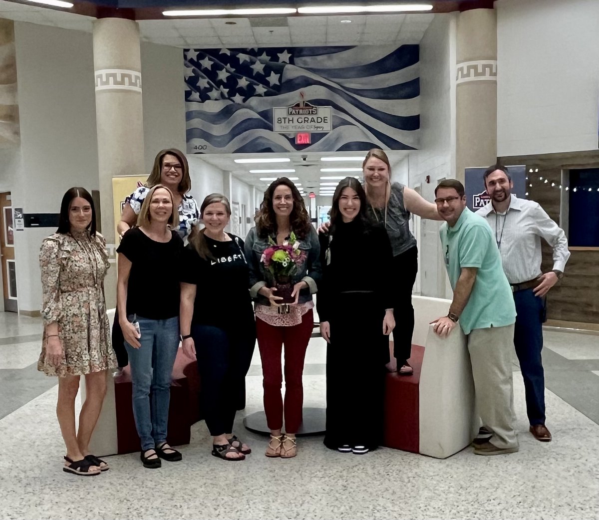 On this National Principal's Day, we're thrilled to celebrate her remarkable achievements as she wraps up her inaugural year at Liberty Middle School. Heartfelt thanks for exemplifying leadership qualities like service, accountability, respect, and teamwork.