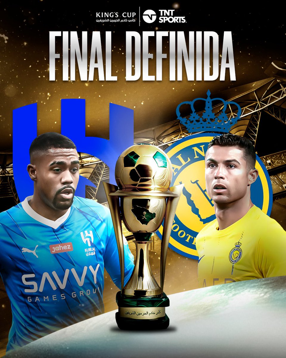 ¡SE DEFINE LA KING'S CUP! 🇸🇦 El Al Hilal de Malcom se enfrenta al Al Nassr de Cristiano Ronaldo para definir al campeón. La final la vivís el 31 de mayo por la pantalla de TNT Sports 📺 #SaudiProLeaguexTNTSports