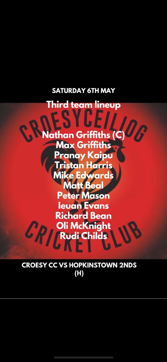 Croesyceiliog CC π (@croesycc) on Twitter photo Our teams for this weeks fixtures vs <a href="/penarthcricket/">Penarth Cricket Club</a> <a href="/HopkinstownCC/">Hopkinstown CC π</a> <a href="/upper_rhonddacc/">Upper Rhondda Cricket Club</a> Our teams for this weeks fixtures vs <a href="/penarthcricket/">Penarth Cricket Club</a> <a href="/HopkinstownCC/">Hopkinstown CC π</a> <a href="/upper_rhonddacc/">Upper Rhondda Cricket Club</a>