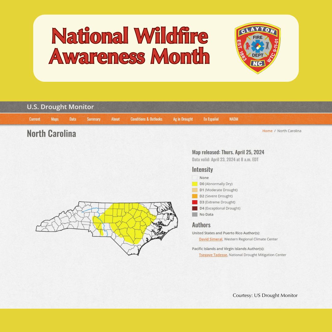 #DYK – Droughts or dry weather conditions can contribute to wildfires. You can monitor drought conditions here: ow.ly/bKeT50Ru10Q. According to the US Drought Monitor, our area is considered abnormally dry. #NationalWildfireAwarenessMonth