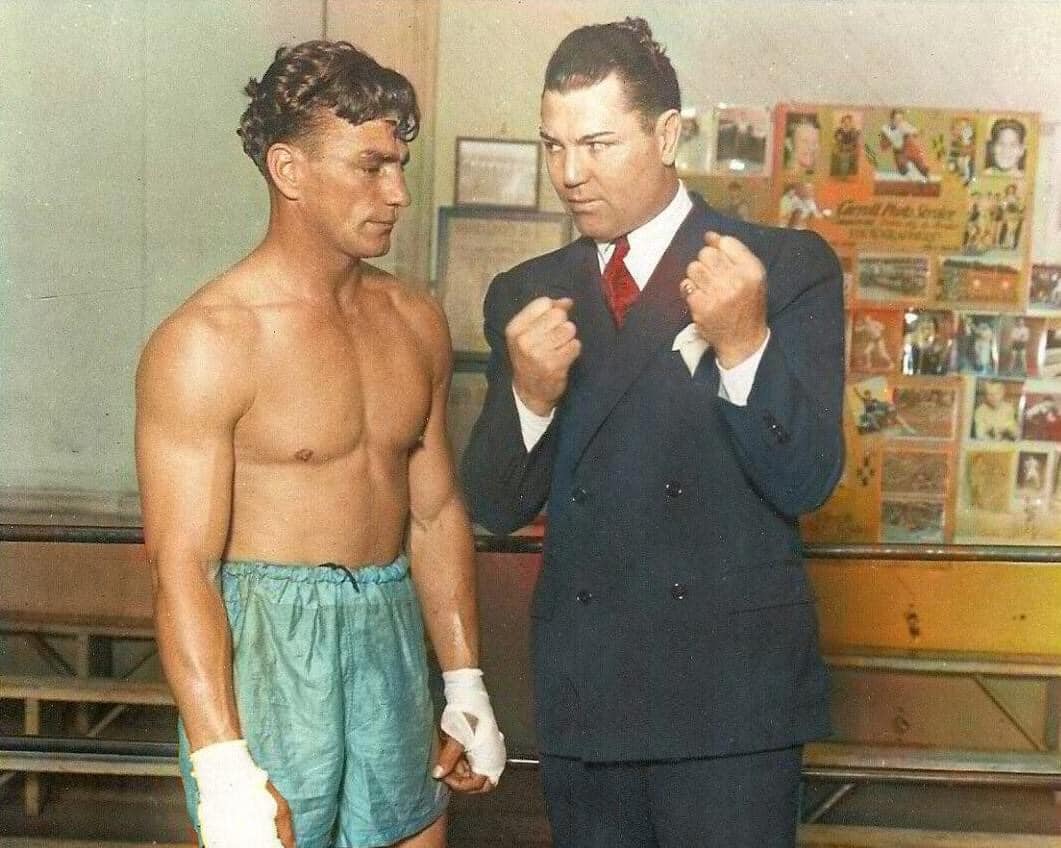 Nice colorized February 1930 image of Frankie Campbell with Jack at Dempsey’s Manhattan Gym in Los Angeles. Before illness and surgery sidelined him, Dempsey had plans to bring Frank under his wing and take him east, where he had partnered with Patrick “Paddy” Harmon in…