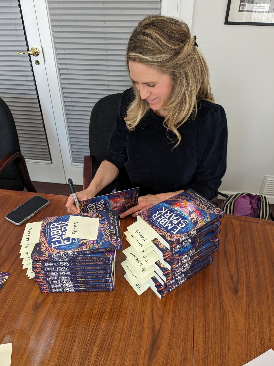 An epic day of school visits with the always-inspiring @abielphinstone today! There was such excitement & so many great ideas, questions and book recommendations from @BowdonCS & @AmbrosePrep pupils - it was a joy to visit you both! Signed copies available from store from Sunday!