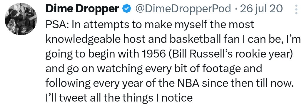 @DimeDropperPod @rick_g5 You'll learn a lot when you reach the new millennium. The NBA before the 80s is GLeague level at best. Nice for those years, though, a necessary step.
