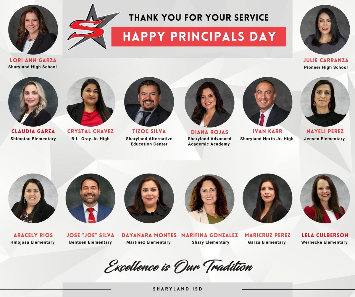 Happy Principals Day to our extraordinary Campus Principals at Sharyland ISD! Your dedication, passion, and tireless efforts are the driving force behind our commitment to excellence. Here's to our amazing principals - you truly make a difference! #HappyPrincipalsDay
