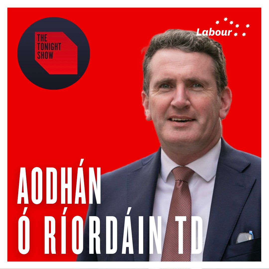 📺️ Labour's @aodhanoriordain will join the @tonightvmtv panel this evening from 10pm. Tune in live: virginmediatelevision.ie #TonightVMTV
