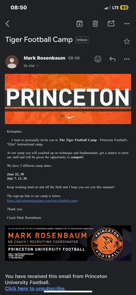 Thank you <a href="/CoachRosenbaum/">Mark Rosenbaum</a> for the camp invite. I’ll be ready to compete!!