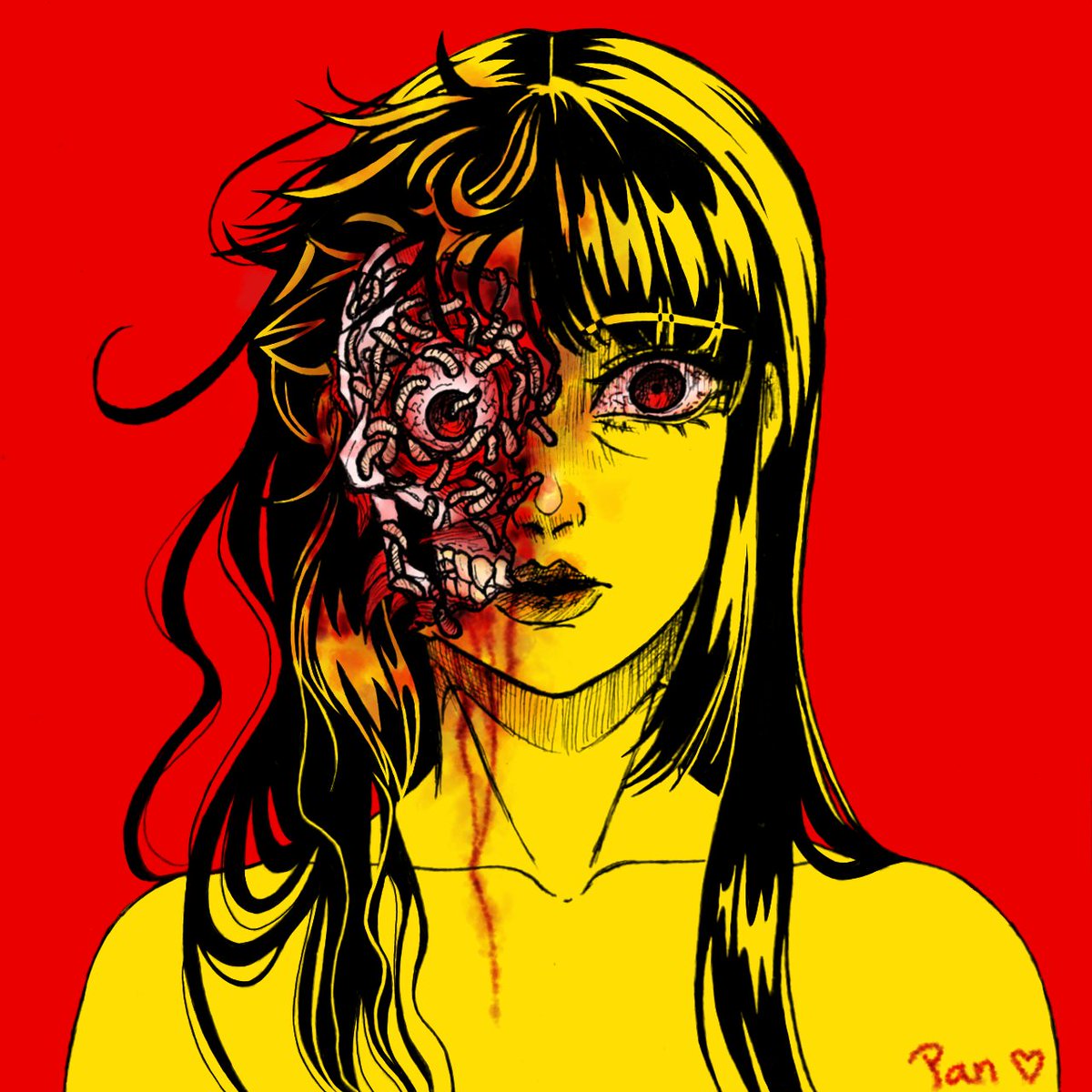 ArtisticBrot's tweet photo. Bit of a change from my last drawing but quite proud of this one :) its a drawing representing myiasis for an exhibition of disgust, hope you didn't see this while eating <3 #ArtistOnTwitter #drawings #artworks #gore #BloodFree #pain #worn https://t.co/HnG3vlxyC5