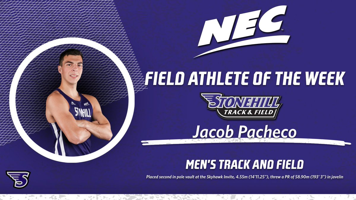 👏 @StonehillXC_TF picked up some hardware from the @NECsports today🤩 Jacob Pacheco: Moved into the top five of both pole vault and javelin in the NEC 💪 Solomon King: Broke two school records, won three events 👀 Emma Lawrence: Won two events and was a part of the top 4x400m…