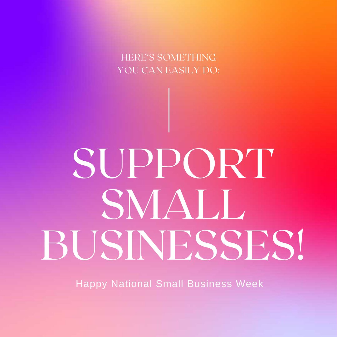 Happy National Small Business Week! 🎉 Let's show our support for all the amazing small businesses that make our communities unique and vibrant. #SmallBusinessWeek #ShopLocal #SupportSmallBusinesses