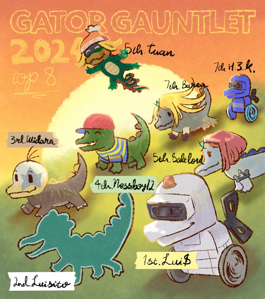 Gator Gauntlet 2024 Top 8 Graphic! So happy to have so much of NorCal come out. 🐊♥️