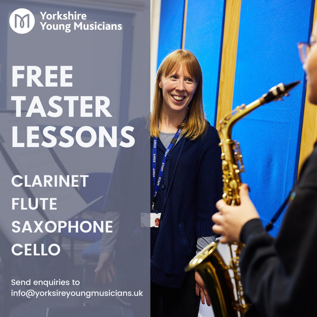 📣 Calling young musicians who play clarinet, flute, saxophone or cello! We’re offering a FREE taster lesson at our Leeds centre. Discover YYM and meet our expert tutors! Contact us to register your interest yorkshireyoungmusicians.uk/contact-and-fi…