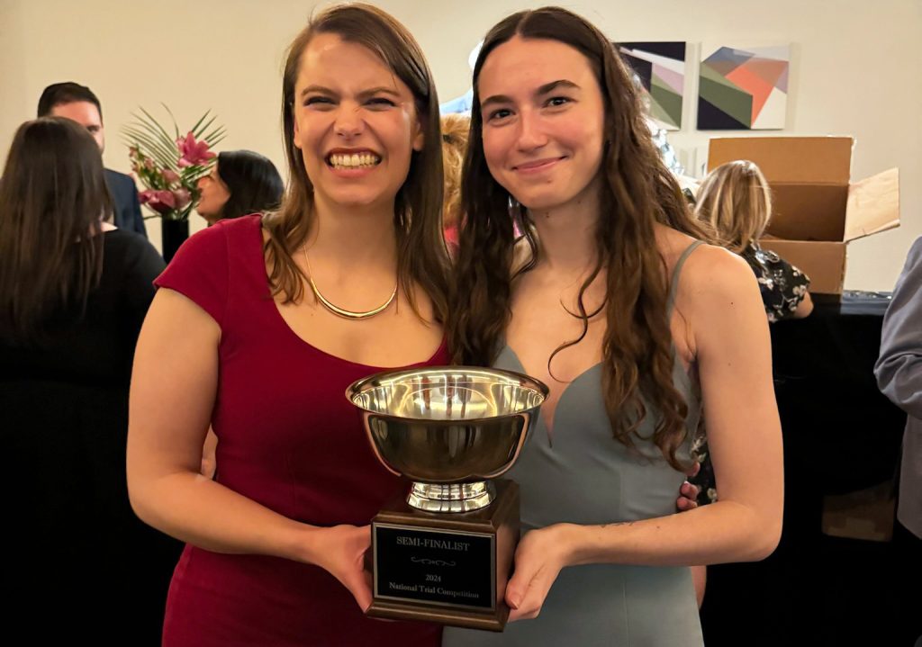 Congratulations to @BCLaw's mock trial team! Samantha Cupolo '24 & Jordan McGuffee '24 placed in the top four in the National Mock Trial Competition. It was the first time in more than two decades that a team advanced to the nationals and the highest finish since 1983.