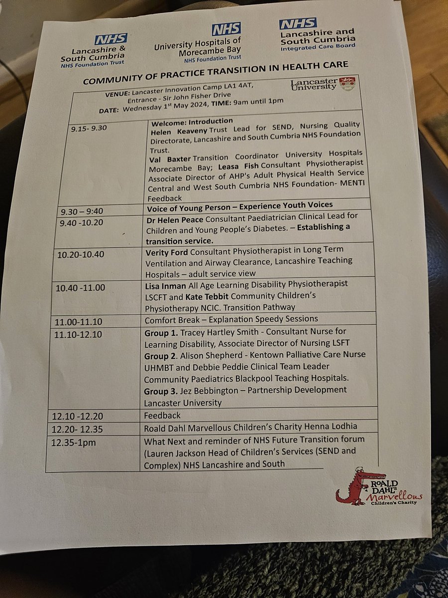 claretwiggpeckh's tweet image. @ValBaxter11 #TransitionCoordinator @UHMBT Tnku so much to u + your colleagues from @LSCICB + @WeAreLSCFT 4 organising today&apos;s excellent very well attended first #TransitionCommunityOfPractice @HICLancaster #Teamwork #ChildHealthMatters #TransitionMatters