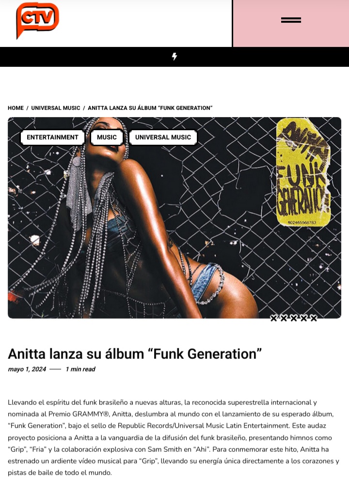 Imprensa latina classifica o funk br como 'o som do futuro'.

Sabemos que não é um caminho fácil, mas algum dia o funk br chegará lá!

Um latino, europeu etc vai acordar numa bela manhã e vai colocar um funk br pra ouvir pelo simples fato de ser um ritmo GLOBAL!!🌍🇧🇷