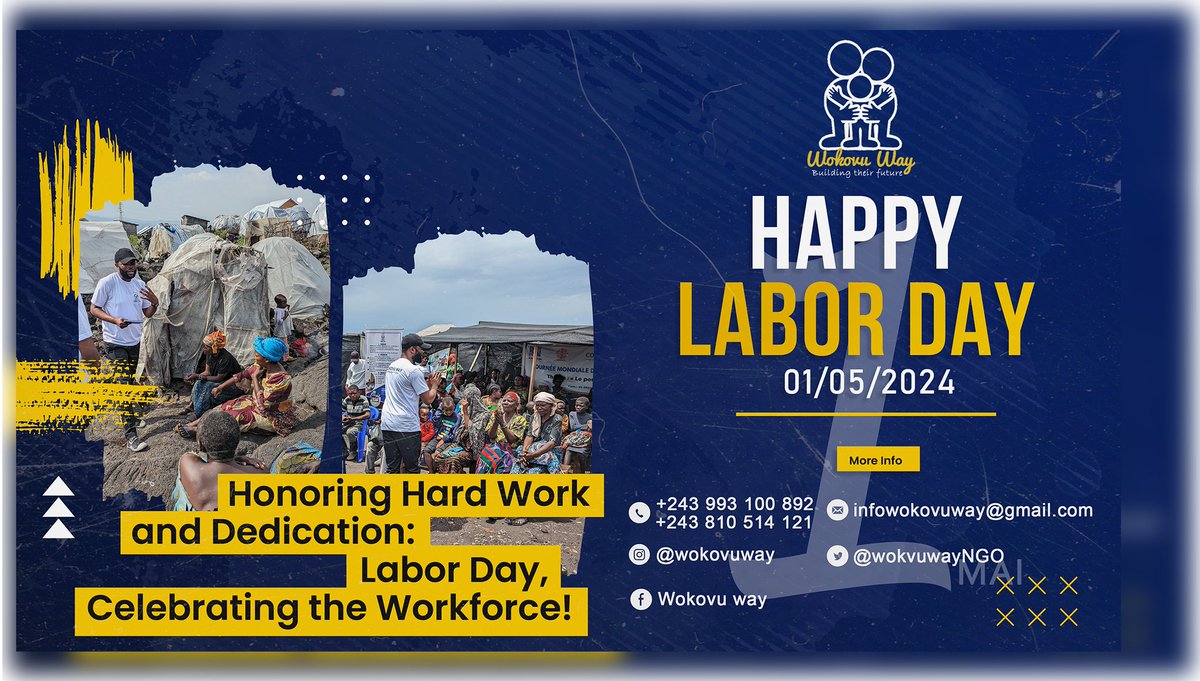 Happy #LaborDay24 to all the hardworking men, women, and especially the #IDP in camps #NorthKivu.
 Keep striving and shining, never ever give up. #Everybodycounts 
@UNFPARDC @OMSRDCONGO @UNICEFDRC @NLkinbrazza @radiookapi @UNOCHA_DRC @USAIDinDRC