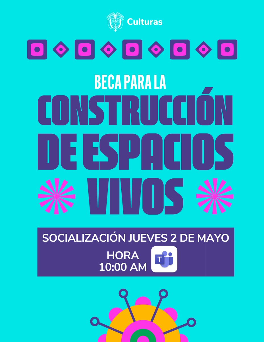 🎭 ¡Atención, organizaciones culturales! 🎭 Participen en nuestra charla virtual sobre la Beca para la Construcción de Espacios Vivos y resuelvan sus dudas para impulsar sus proyectos. ¡Inscripciones hasta el 13 de mayo! 📆 Socialización: 2 de mayo Más en acortar.link/edrtai