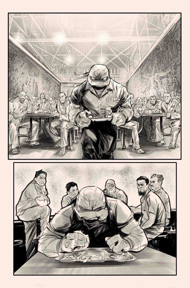 Yo! Look at these pages from Joëlle Jones!! Also, this quote from Jason Aaron, “First up is Raphael, the one mutant inmate in a prison full of killers, as brought to gorgeously gritty life by Joëlle. Can’t wait for folks to read it, and to see where we go from here.”