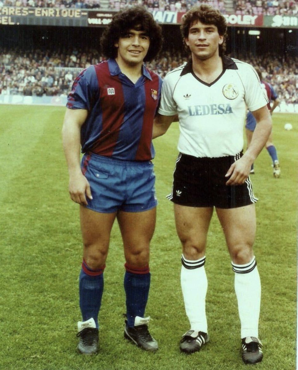 Maradona & Antonio Orejuela, 1984. #FCBarcelona #UDSalamanca