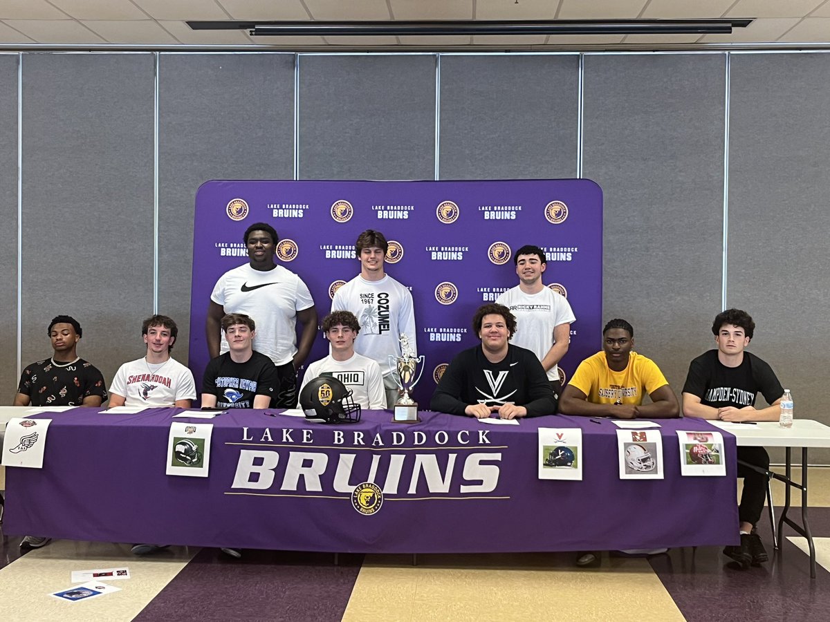Lake Braddock ๐ (@lakebraddockfb) on Twitter photo Great signing day today. Pt 4 <a href="/FCPSLBSS/">Lake Braddock SS</a> <a href="/LBathletic/">LB Bruins Athletics</a> <a href="/bruins_atp/">LB Athletic Training</a> <a href="/bruin_boosters/">Bruin Boosters - Lake Braddock</a> Great signing day today. Pt 4 <a href="/FCPSLBSS/">Lake Braddock SS</a> <a href="/LBathletic/">LB Bruins Athletics</a> <a href="/bruins_atp/">LB Athletic Training</a> <a href="/bruin_boosters/">Bruin Boosters - Lake Braddock</a>