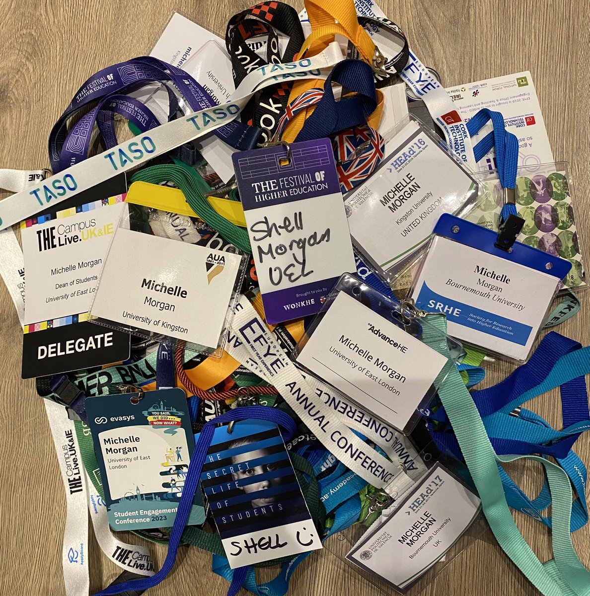 Moving house and clearing stuff… but how many lanyards from great  conferences from the past 10 years should I keep? 🤷‍♀️ from @AdvanceHE , @Wonkhe  @taso_he @The_AHEP @timeshighered @EFYE2023 @SRHE73