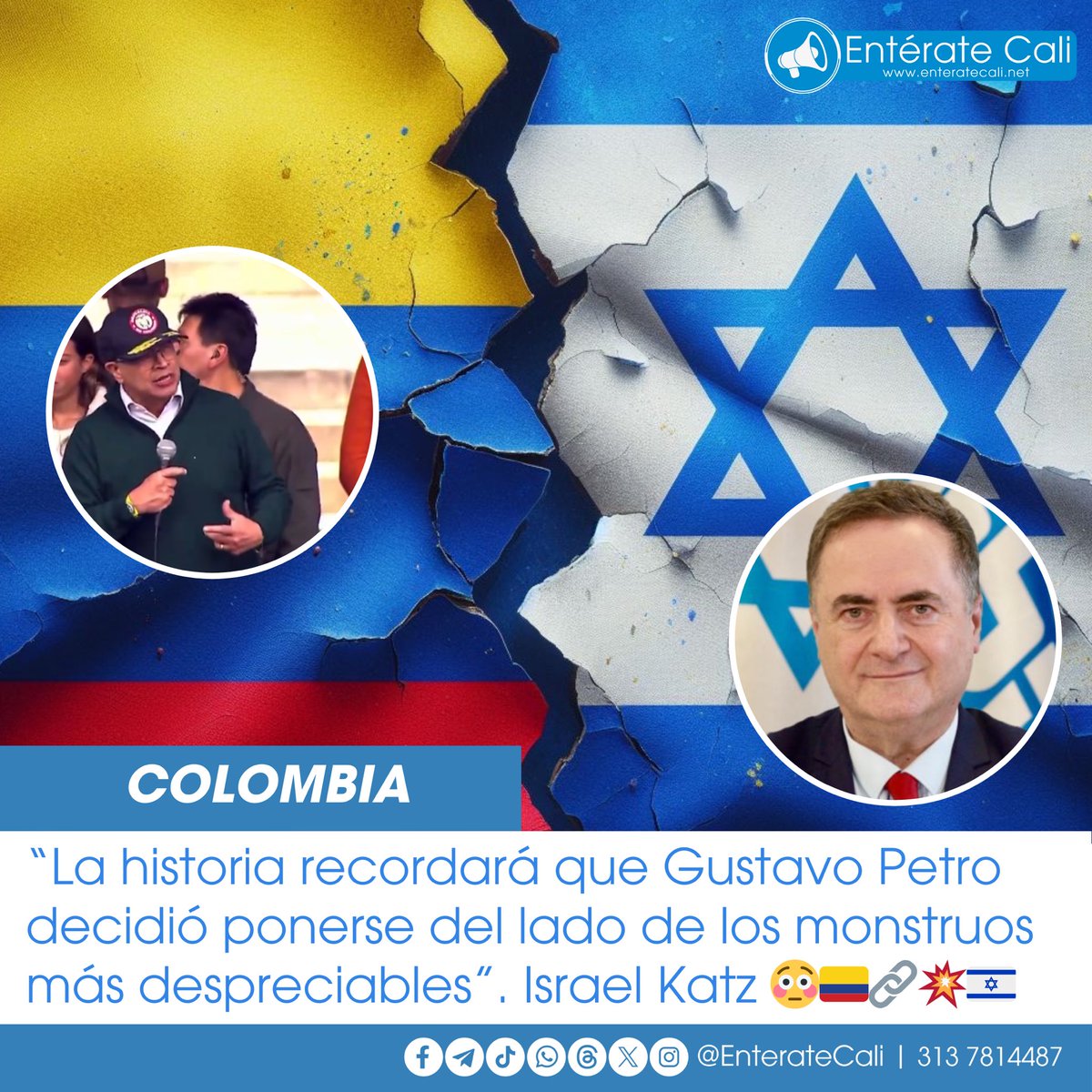 Fuerte y contundente la respuesta de Israel Katz, ministro de relaciones exteriores de Israel sobre las declaraciones de Petro en medio de las marchas del primero de mayo. 'La historia recordará que Gustavo Petro decidió ponerse del lado de los monstruos más despreciables…