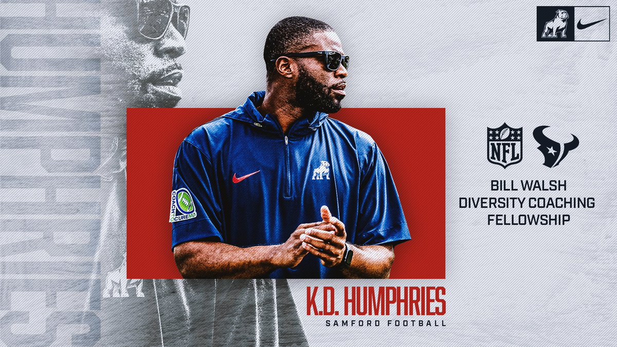 SamfordFootball's tweet image. 𝐁𝐢𝐥𝐥 𝐖𝐚𝐥𝐬𝐡 𝐃𝐢𝐯𝐞𝐫𝐬𝐢𝐭𝐲 𝐂𝐨𝐚𝐜𝐡𝐢𝐧𝐠 𝐅𝐞𝐥𝐥𝐨𝐰𝐬𝐡𝐢𝐩

Congrats to our own @TheChozenHump on being named a fellow with the @HoustonTexans 🤘🐂

#HatchAttack | #AllForSAMford