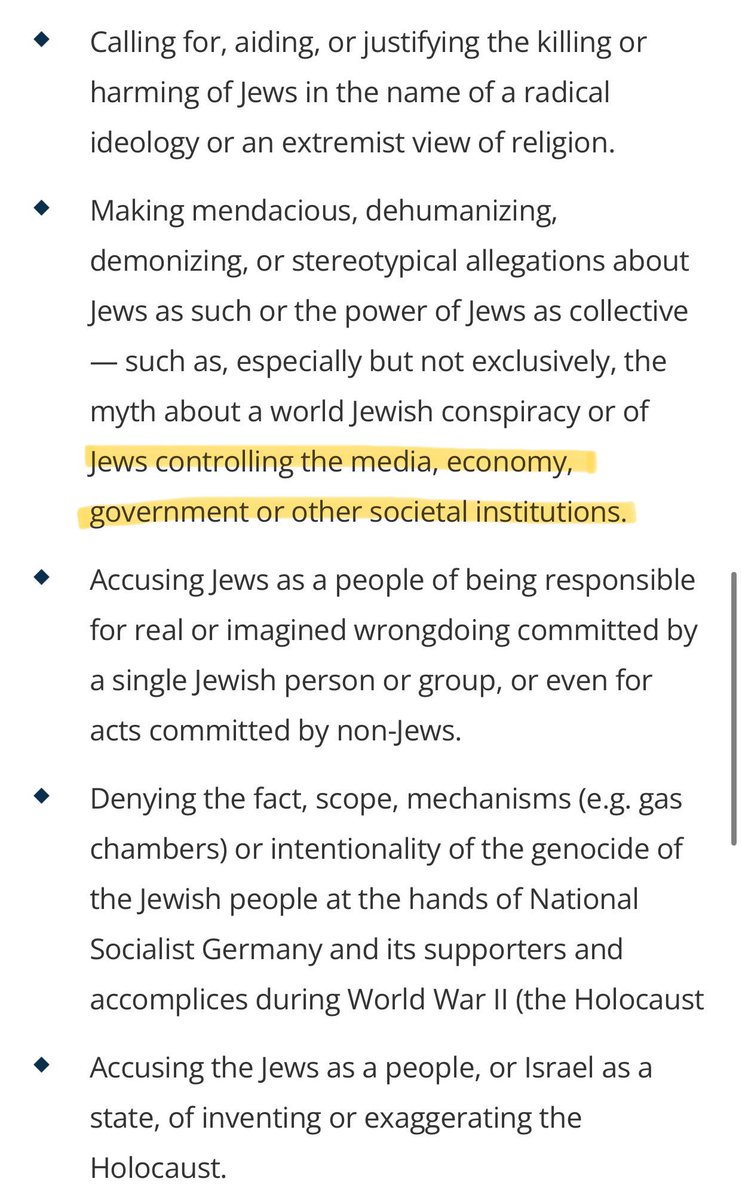 This is the official definition of antisemitism that Congress will vote to codify into law today, and then use it to prosecute Americans for “hate speech.” It’s extensive on purpose. I’ve highlighted two sections that should scare every American and one that will just make you…