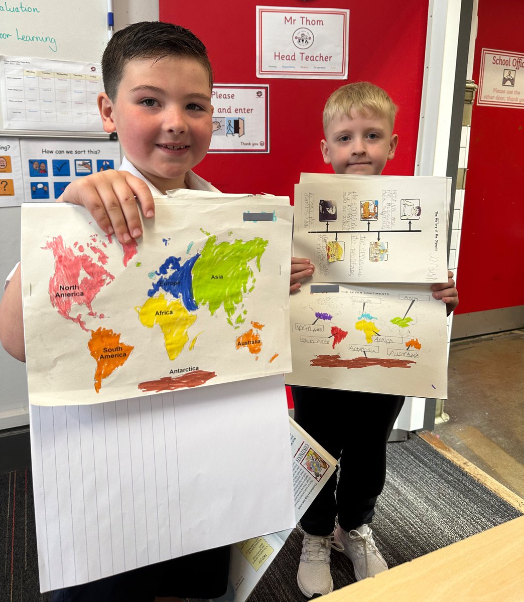 As part of their learning about the upcoming Olympic Games, P2 used World Atlases to identify continents 🌎