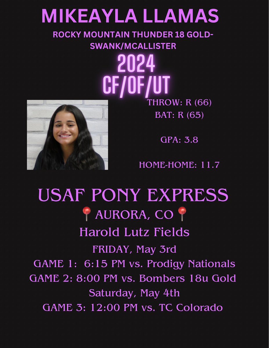 MIKEAYLA LLAMAS ‘24 CF/OF/UT (@mikeaylal) on Twitter photo Excited to play this weekend!🥎
#softball #2024grad #uncommitted <a href="/VaquerasSB/">Central Arizona Softball</a> <a href="/Maddihack23/">Maddi</a> #jucoroute <a href="/CoachPetikS/">Shelby Petik</a> <a href="/CSN_Softball/">CSN_Softball</a> <a href="/CoachRC16/">Rick Christopher</a> <a href="/EFSCSoftball/">EFSC Softball</a> <a href="/Coach_Chuck32/">Charles Sardono</a> <a href="/jucoballer/">JUCO Softball</a> <a href="/CSUB_Softball/">Bakersfield Softball</a> <a href="/CoachLettyO/">Letty Olivarez</a> <a href="/SSC_Softball/">Seminole State College Softball</a> <a href="/cfpatssb/">CF Softball</a> <a href="/polksoftball24/">Polk State Softball Team</a> <a href="/ShannonSCFSBALL/">Coach Shannon SCF Softball</a> <a href="/SCFSoftball/">SCF Softball</a> Excited to play this weekend!🥎
#softball #2024grad #uncommitted <a href="/VaquerasSB/">Central Arizona Softball</a> <a href="/Maddihack23/">Maddi</a> #jucoroute <a href="/CoachPetikS/">Shelby Petik</a> <a href="/CSN_Softball/">CSN_Softball</a> <a href="/CoachRC16/">Rick Christopher</a> <a href="/EFSCSoftball/">EFSC Softball</a> <a href="/Coach_Chuck32/">Charles Sardono</a> <a href="/jucoballer/">JUCO Softball</a> <a href="/CSUB_Softball/">Bakersfield Softball</a> <a href="/CoachLettyO/">Letty Olivarez</a> <a href="/SSC_Softball/">Seminole State College Softball</a> <a href="/cfpatssb/">CF Softball</a> <a href="/polksoftball24/">Polk State Softball Team</a> <a href="/ShannonSCFSBALL/">Coach Shannon SCF Softball</a> <a href="/SCFSoftball/">SCF Softball</a>
