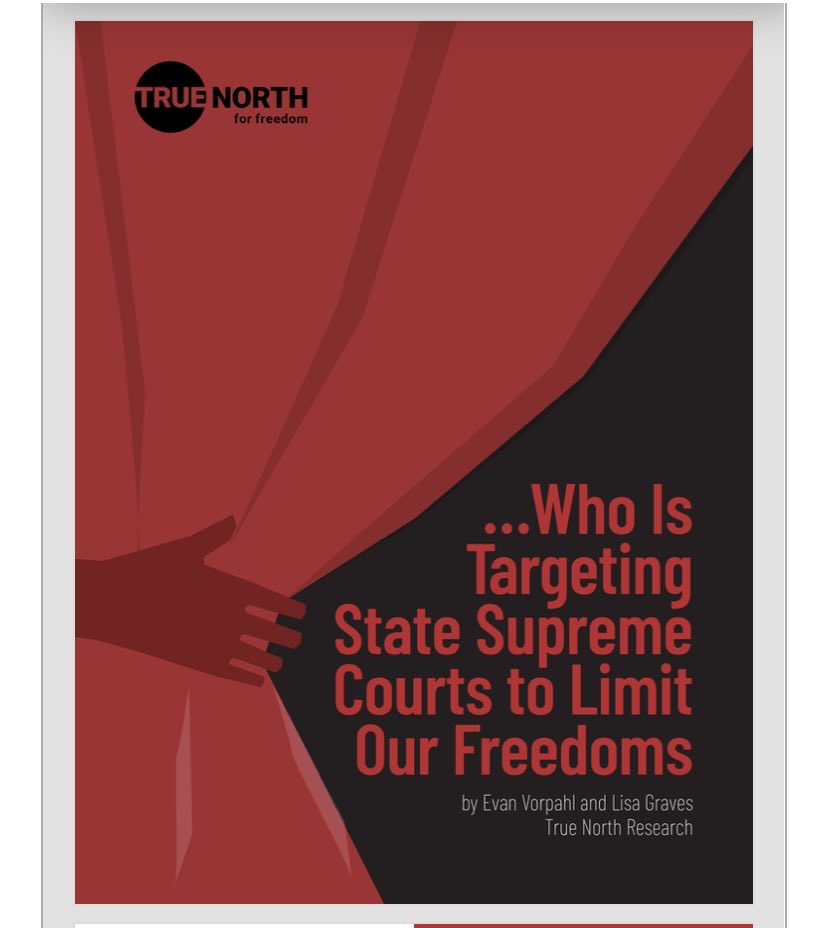 In 2024, a handful of very wealthy right wing men—Leonard Leo, Dick Uihlein, Charles Koch, & Jeff Yass—will target STATE judicial elections in an effort to “make their personal agendas into binding law.” (New report by True North Research, 4/24/24) 1/ truenorthresearch.org/2024/04/report…