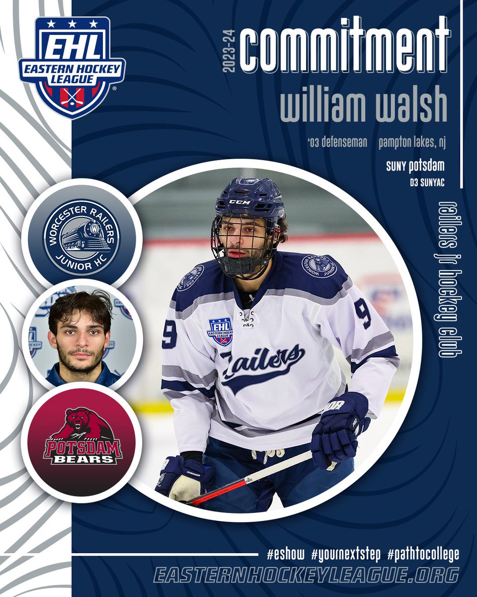 Walsh Commits to SUNY Potsdam Railers Defenseman Set to Join Bears this Fall 🔗- bit.ly/4bk5zRX #WherePlayersComeFirst