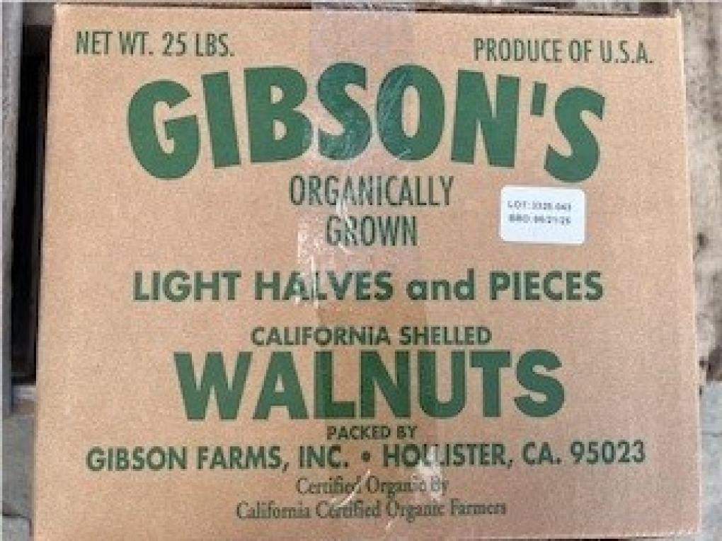 Gibson Farms Voluntarily Recalls Organic Light Halves and Pieces Shelled Walnuts Because of Possible Health Risk fda.gov/safety/recalls…