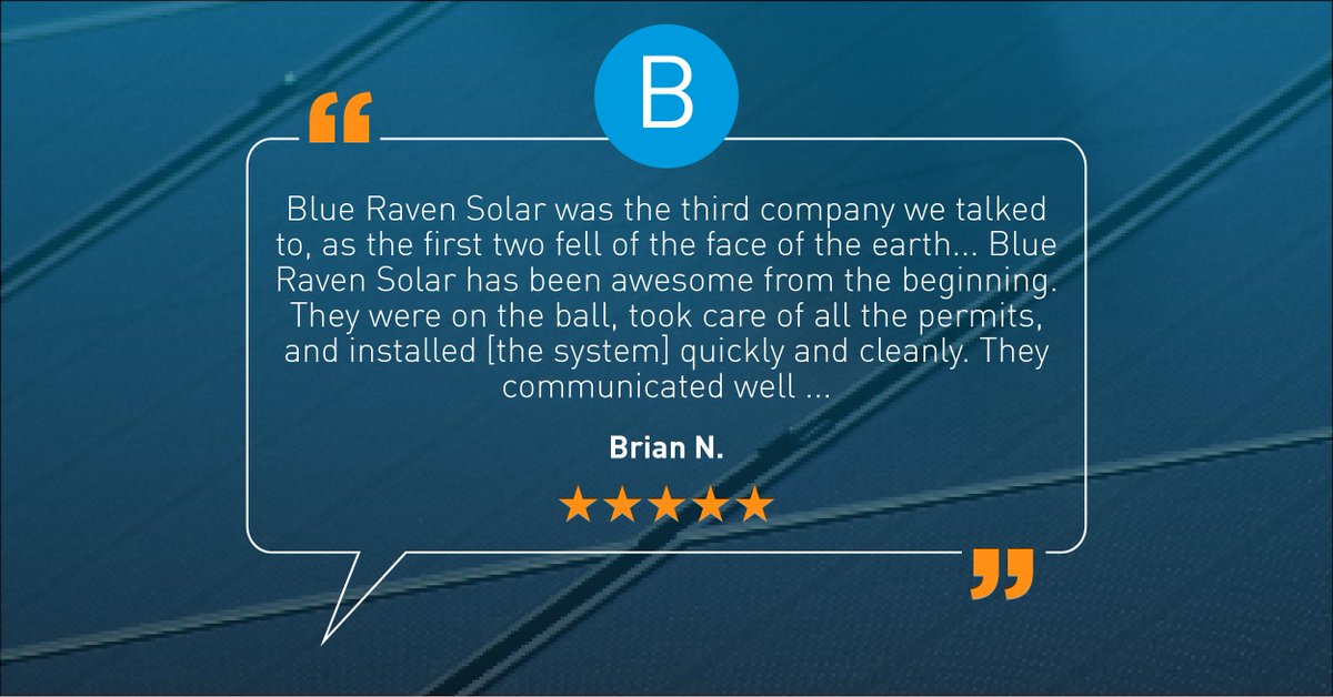 By choosing Blue Raven Solar, you're setting yourself up for success, like Brian did. 🙌🏼 To receive a free solar estimate, click the link below: blueravensolar.com/estimate-your-… #HighlyRecommended #GoSolar #BlueRavenSolar