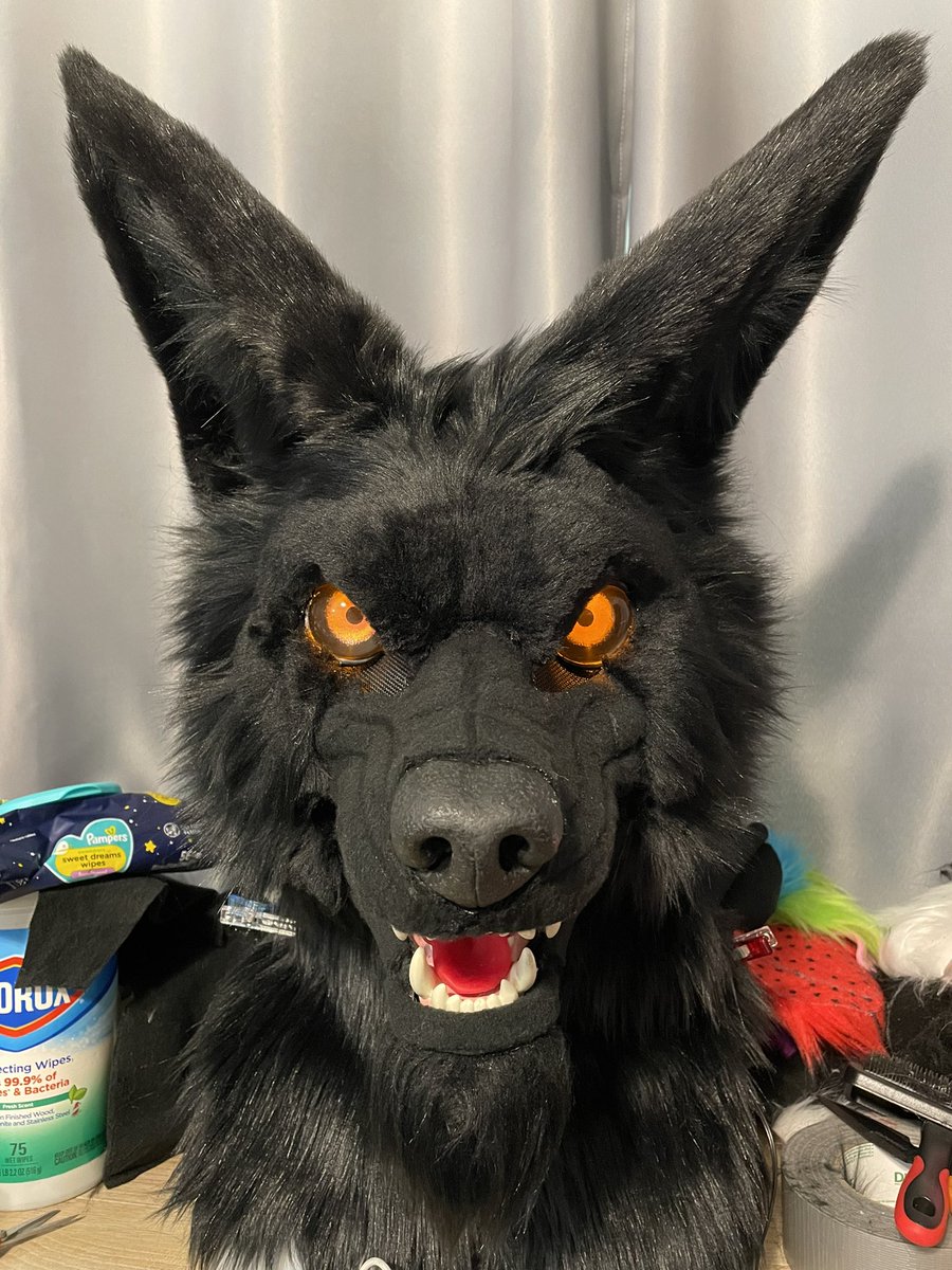 Werewolf boy all done and will be coming to GSFTW with us! Movable jaw, led eyes, realistic jaw set too! Base, eyes and jaw set by @DvC_Ciara !