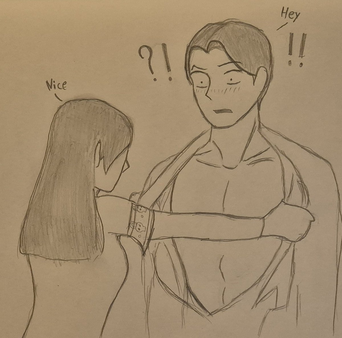 Without warning, she rips open his shirt and looks at him closely. 

(One picture or another has led me to draw this picture 🤷🏻‍♀️)
#RogueTrader #Heinrix #HeinrixvanCalox