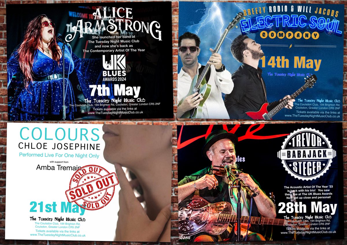 Welcome to May! A busy month at The Club with 4 fabulous shows - 21st May is sold out - don't hang around getting your tickets for the rest! All the info and tickets at TheTNMC.co.uk @gr8musicvenues @BluesMattersMag @BluesBritain @cerysmatthews @UKBluesFed