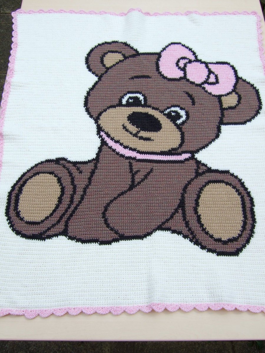 Wrap your little one in warmth with this enchanting hand crochet baby blanket featuring a cute girl teddy bear! Ideal for cot cover or snuggly throw. Grab it now on #Etsy at #Knittingtopia. #Handmade #BabyBlanket knittingtopia.etsy.com/listing/169044… #craftbizparty #MHHSBD #uksmallbiz