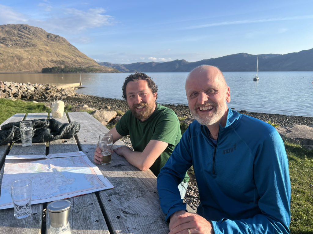 Great to meet up with Finlay of the @knoydartranger for a pint at @theoldforgecbs (which is looking really fab after the community take over) to discuss the best routes on Knoydart for us to feature on Walkhighlands.