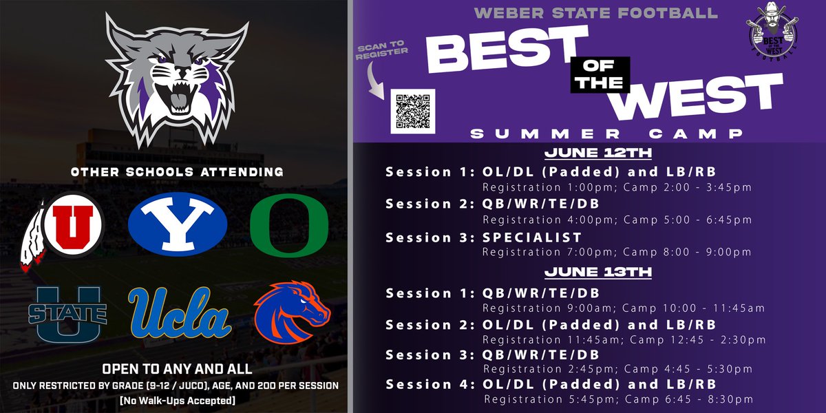 Registration is now open for the Best of the West Camp June 12-13! Don’t miss it! Register today! ⬇️ bit.ly/44qFoqt #WeAreWeber