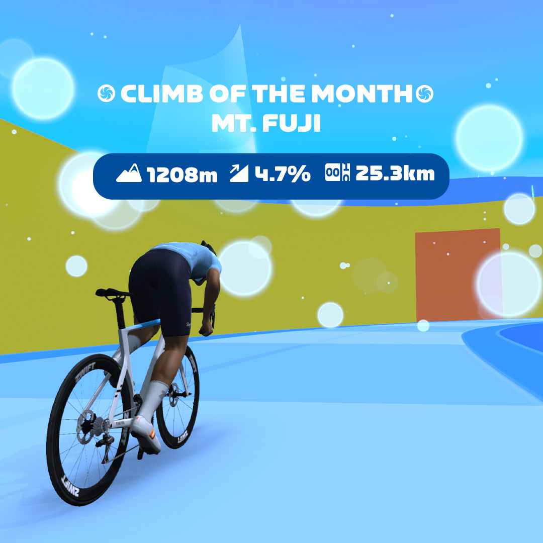 Climb Portal takes you to real-life climbs where roads are colored based on gradient.

This month we're headed to Mt. Fuji, our longest climb yet. 🗻