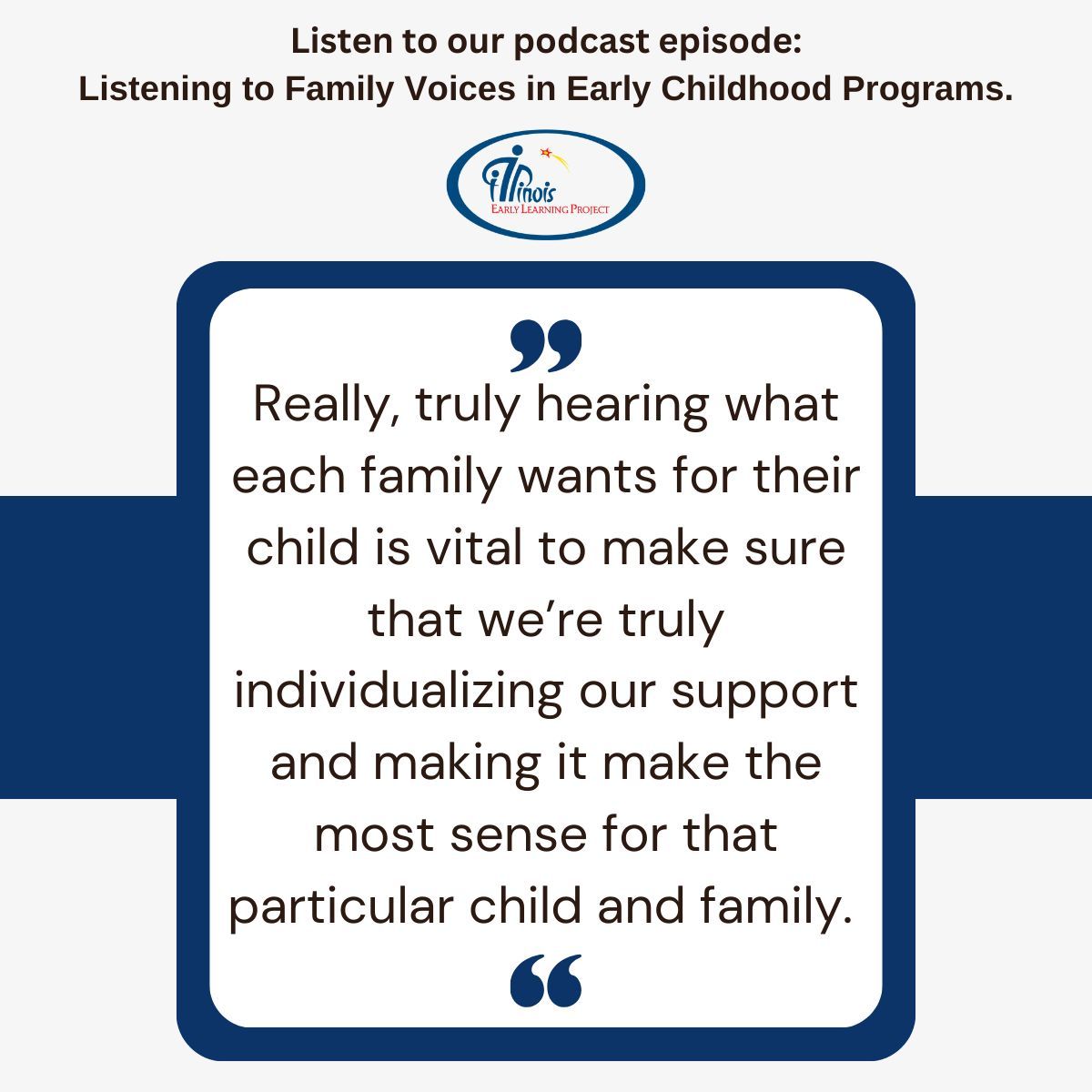 Listen 🎧 to our podcast episode: Listening to Family Voices in Early Childhood Programs.
#Podcast #IllinoisEarlyLearning
illinoisearlylearning.org/podcasts/liste…