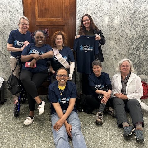 PNHP past president Dr. Carol Paris joined health justice allies from @PplsAction, @SSWorks and @BeaHero at today’s Sen. Finance Committee hearing featuring UnitedHealth Group CEO Andrew Witty.