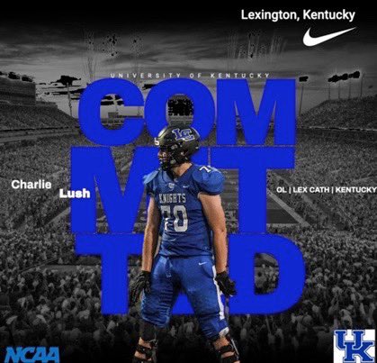 Charlie Lush (@charlielush859) on Twitter photo I am very excited to announce that I will be committing to the University of Kentucky to further my academic and athletic career! #AGTG <a href="/UKFootball/">Kentucky Football</a> <a href="/Drake_Jackson52/">Drake Jackson</a> <a href="/ChaseHeuke/">Chase Heuke</a> <a href="/masonwolfe77/">Mason Wolfe</a> <a href="/N_Baisch42/">Nick Baisch</a> <a href="/DaveNurnberg/">Dave Nurnberg</a> <a href="/LexCathFootball/">Knights Football</a> I am very excited to announce that I will be committing to the University of Kentucky to further my academic and athletic career! #AGTG <a href="/UKFootball/">Kentucky Football</a> <a href="/Drake_Jackson52/">Drake Jackson</a> <a href="/ChaseHeuke/">Chase Heuke</a> <a href="/masonwolfe77/">Mason Wolfe</a> <a href="/N_Baisch42/">Nick Baisch</a> <a href="/DaveNurnberg/">Dave Nurnberg</a> <a href="/LexCathFootball/">Knights Football</a>