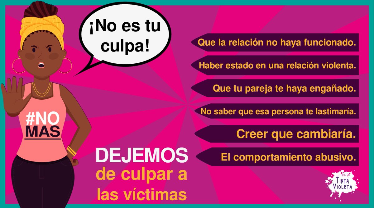entintavioleta's tweet photo. La violencia de género no es responsabilidad de ninguna mujer. Por más que la cultura patriarcal quiera imponerlo, la violencia no debe ser aceptada
🔴Que la relación no funcione, no es tu culpa 
🔴Que tu pareja te engañe, no es tu culpa
🔴Que tu pareja te lastime, no es tu culpa https://t.co/eVkbDpv78T