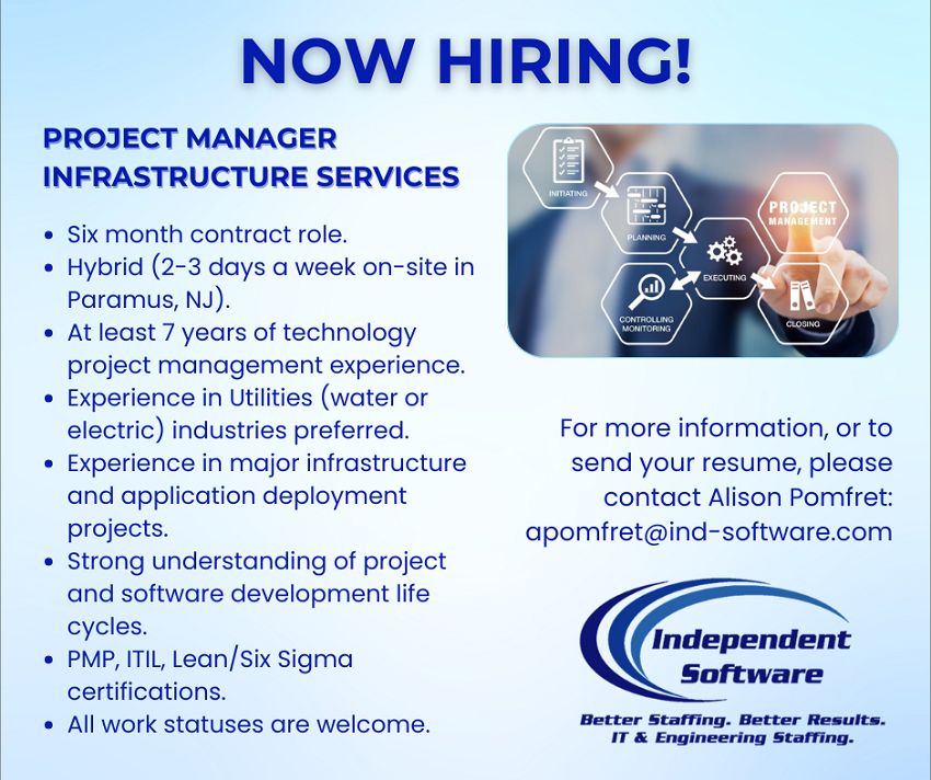 Contact Alison Pomfret: apomfret@ind-software.com (Email only!) for more information on this hybrid/contract role: isesrecruiter.ning.com/profiles/blogs…
#projectmanager #infrastructure #utilities #technology #softwaredevelopment #scrum #ITjobs #engineering #hybridjobs #womenbusiness