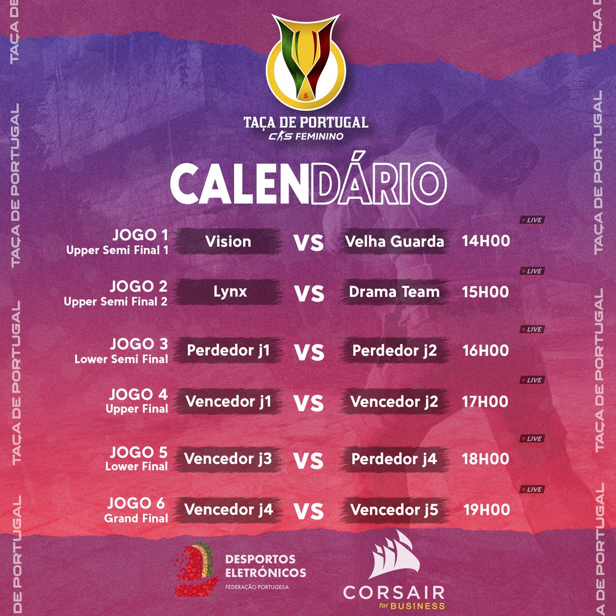 🎮🏆Não percam a Taça de Portugal de CS2 Feminino!
📅Marquem na agenda: sábado, 4 de Maio, a partir das 14h.
Venham apoiar as nossas talentosas atletas e acompanhem as emoções dos jogos ao vivo em twitch.tv/fpdeoficial 📺
#FPDE #EsportsOPortugal #CS2Feminino #TaçadePortugal