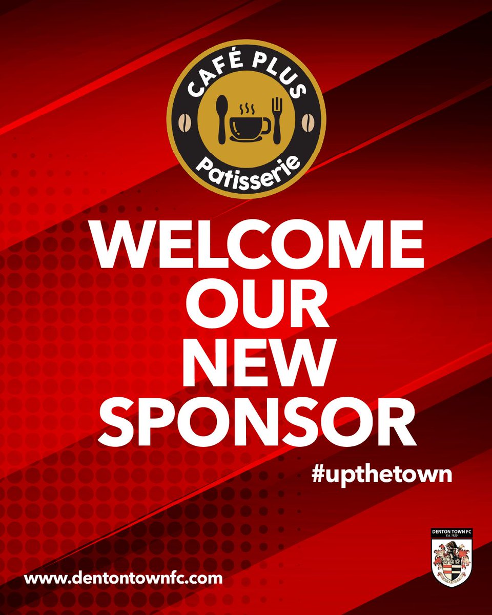 DTFC want to thank Cafe Plus, Denton for partnering with Denton Town FC 

This is a great Sponsor for The Town 🤝

#UpTheTown 🔴⚫